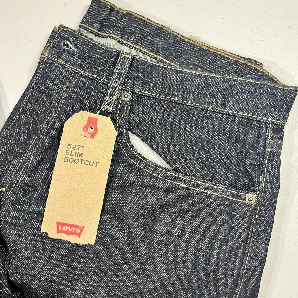 Levi's 527 Slim Boot Cut Jeans Mens 36x32 Blue Denim Dark Wash Western Cowboy
